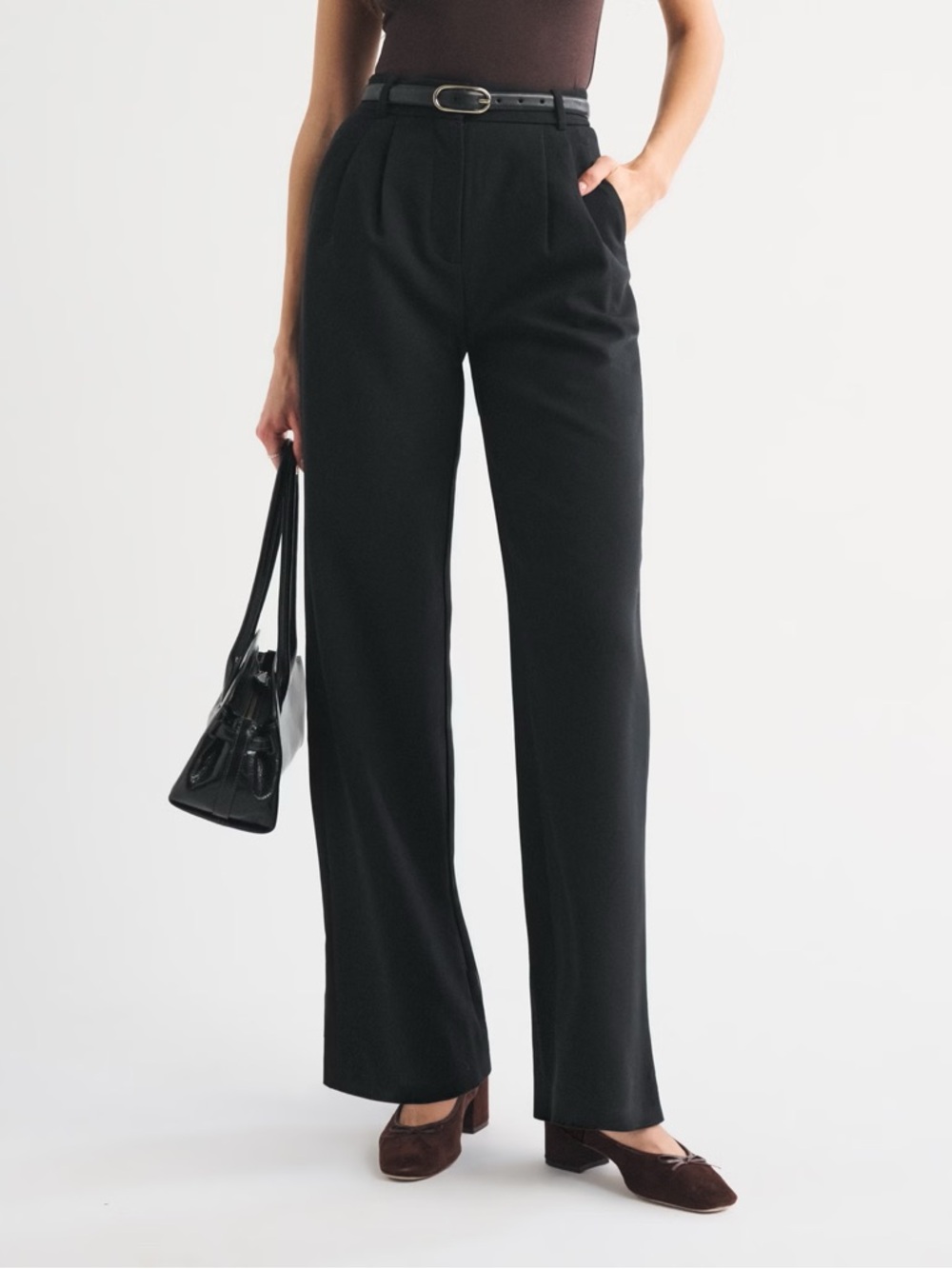 A&F Sloane Tailored Wide Leg Pant Black